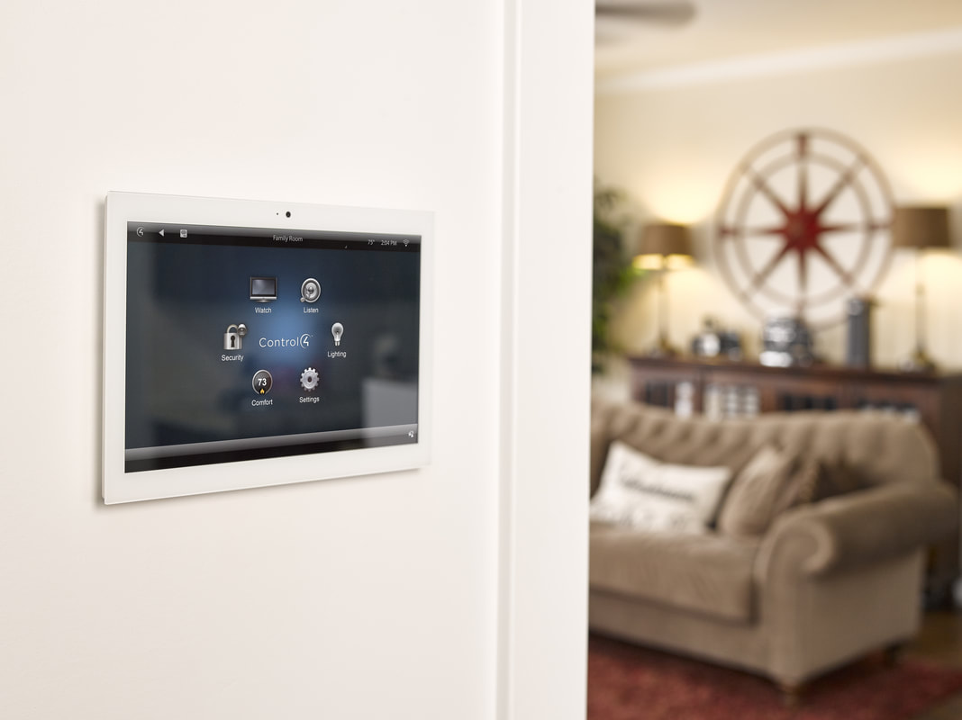 Smart Control Panel in Nautical Home